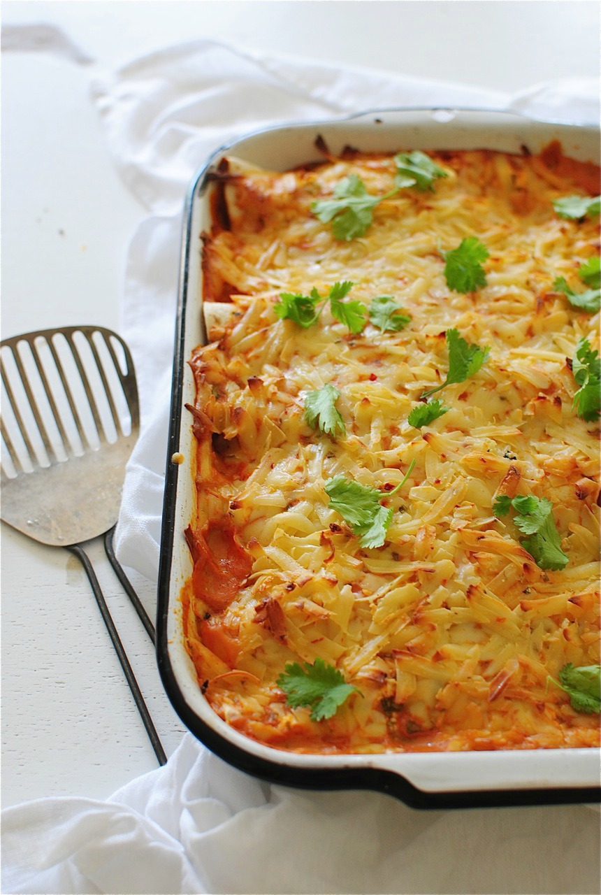 Spicy Chicken and Spinach Enchiladas Bev Cooks