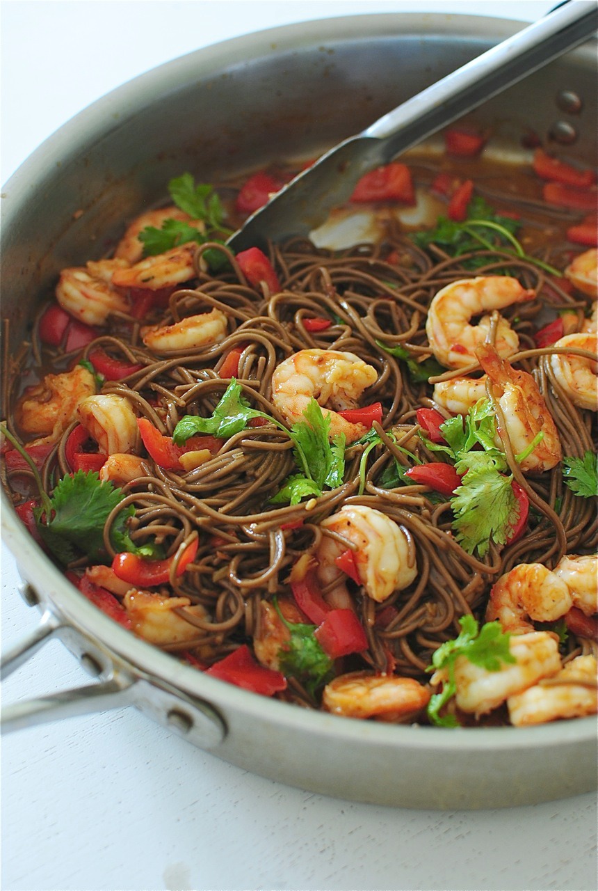 OnePan Soba Noodles with Shrimp Bev Cooks