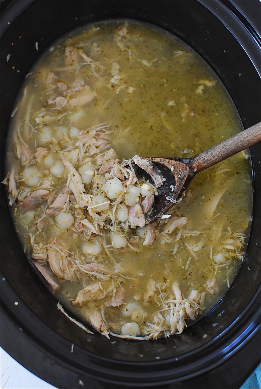 Slow Cooker Salsa Verde Chicken Posole Bev Cooks