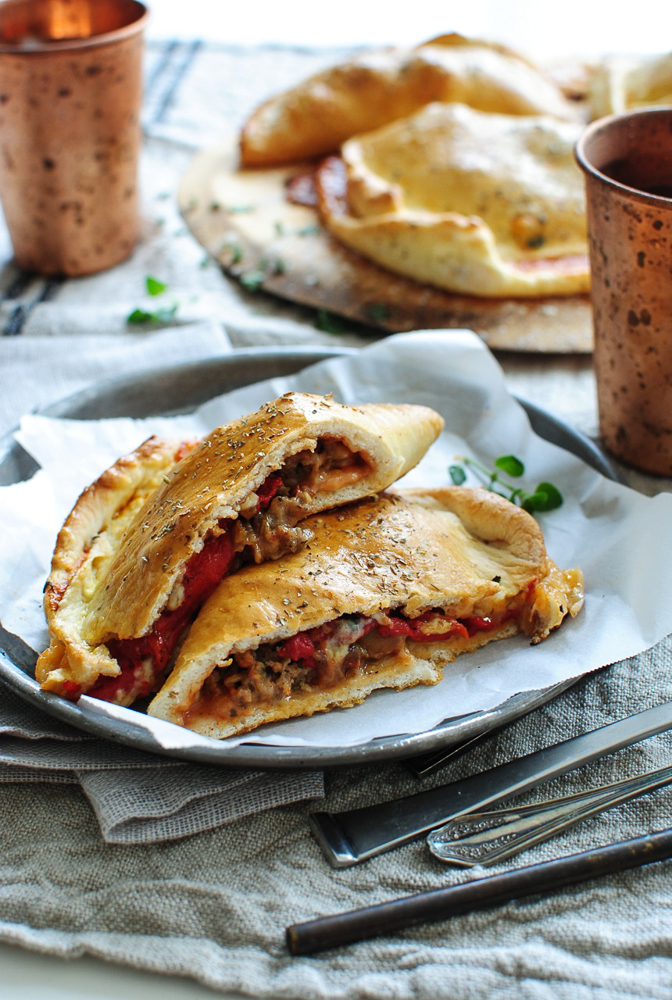 Italian Sausage and Roasted Red Pepper Calzones