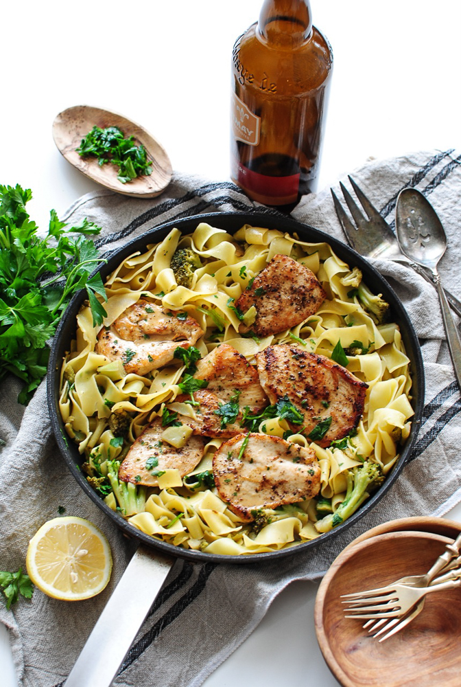 Chicken Pasta in a Beer Mustard Pan Sauce