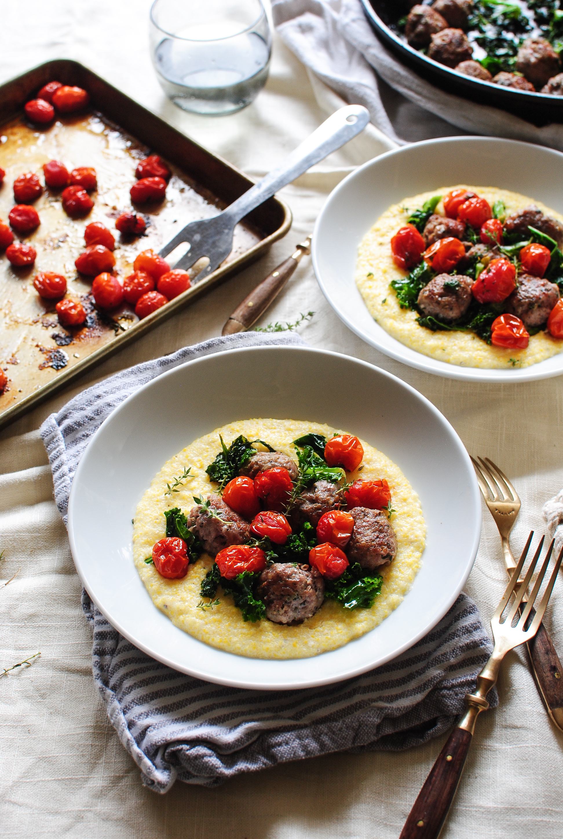 Sausage Meatballs with Kale and Creamy Polenta Bev Cooks