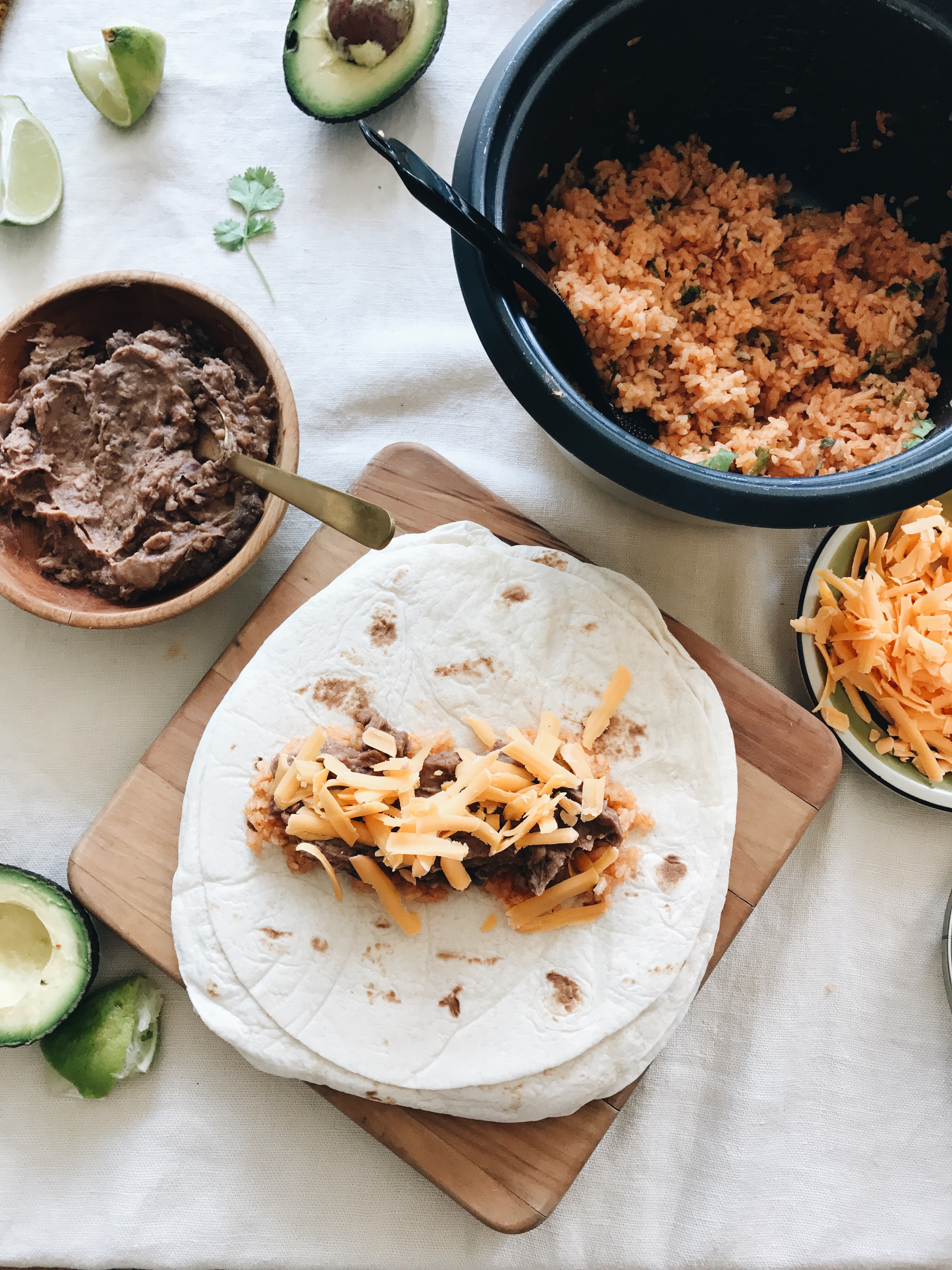 Easy Bean and Rice Burritos Bev Cooks