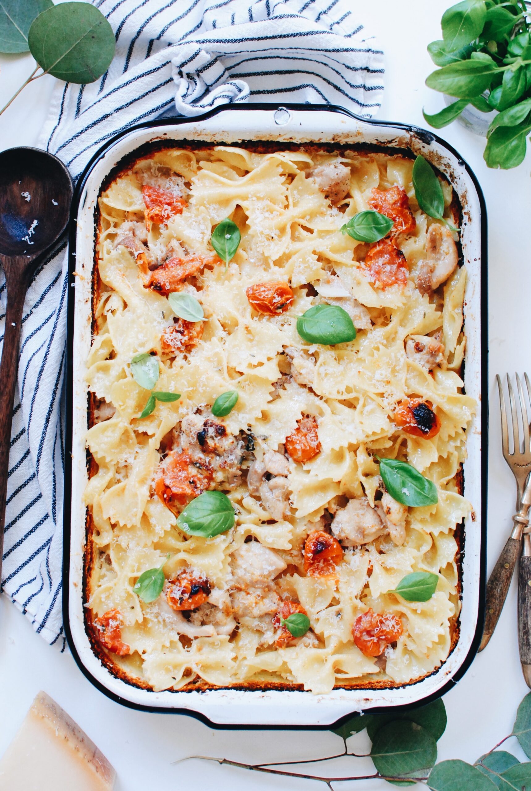 Creamy Bowtie Pasta with Chicken and Tomatoes Bev Cooks