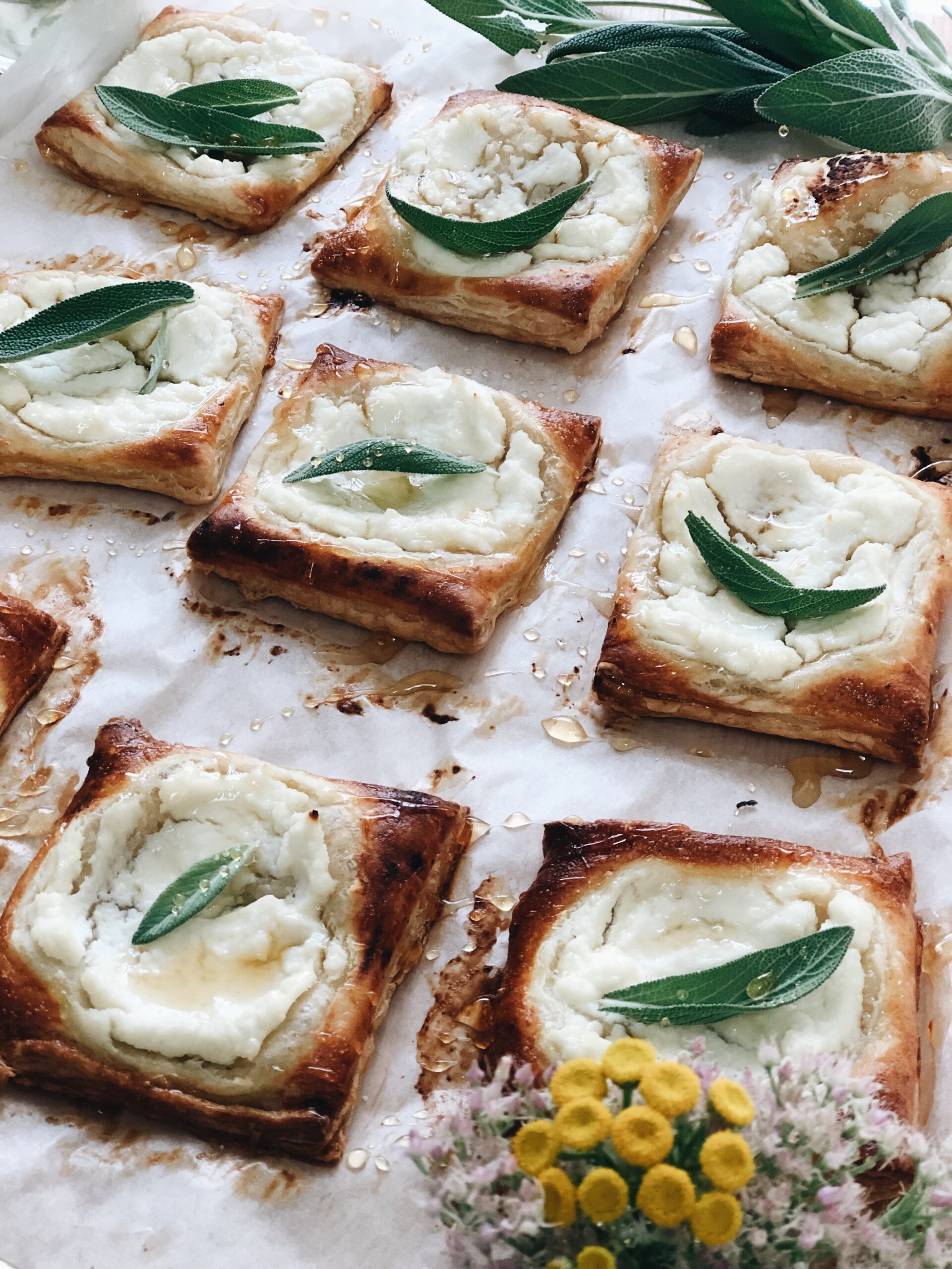 Sage and Ricotta Puff Pastries Bev Cooks