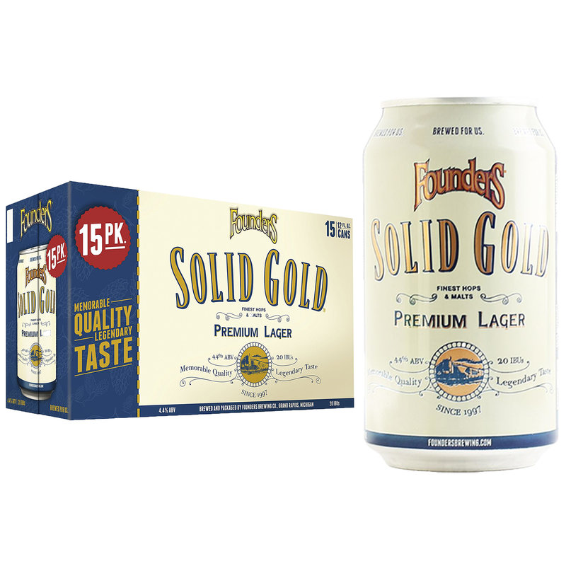 Founders Solid Gold Premium Lager 15/12 oz cans Beverages2u