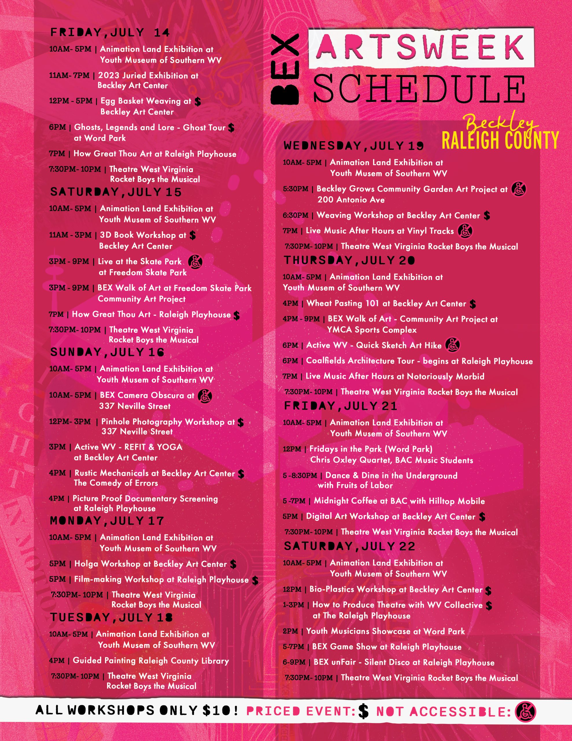 BEX WV Arts Week Schedule 2023 Beckley Art & Entertainment Exhibition