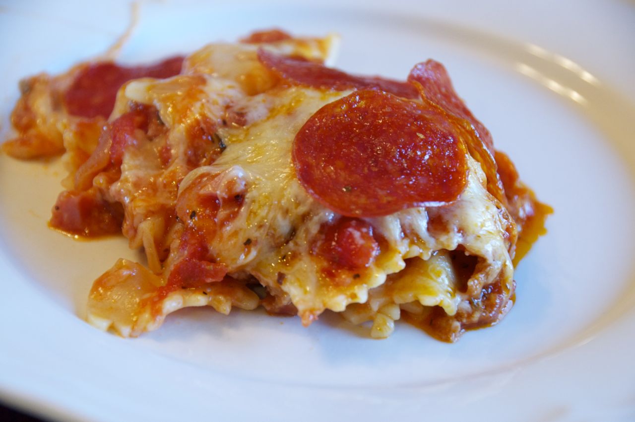 Pepperoni and Sausage Pizza Casserole Beyer Beware