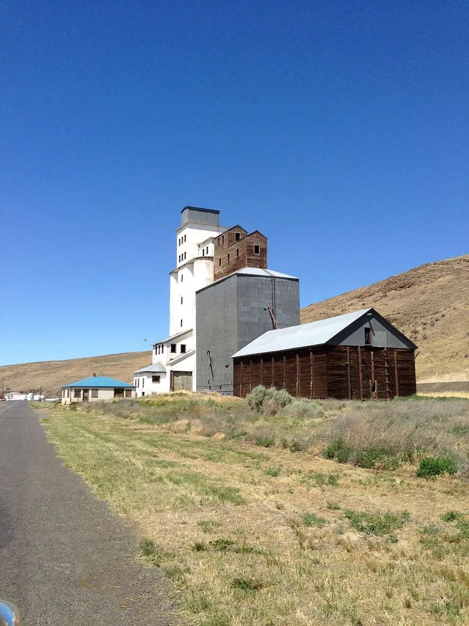 Grain silos in Ione, Oregon Beyond