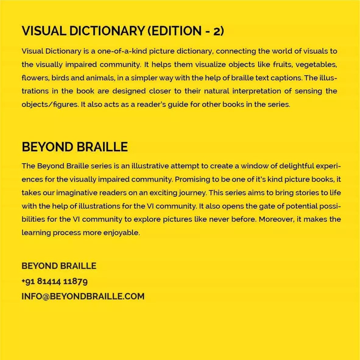 Braille Visual Dictionary Edition 2 Beyond Braille