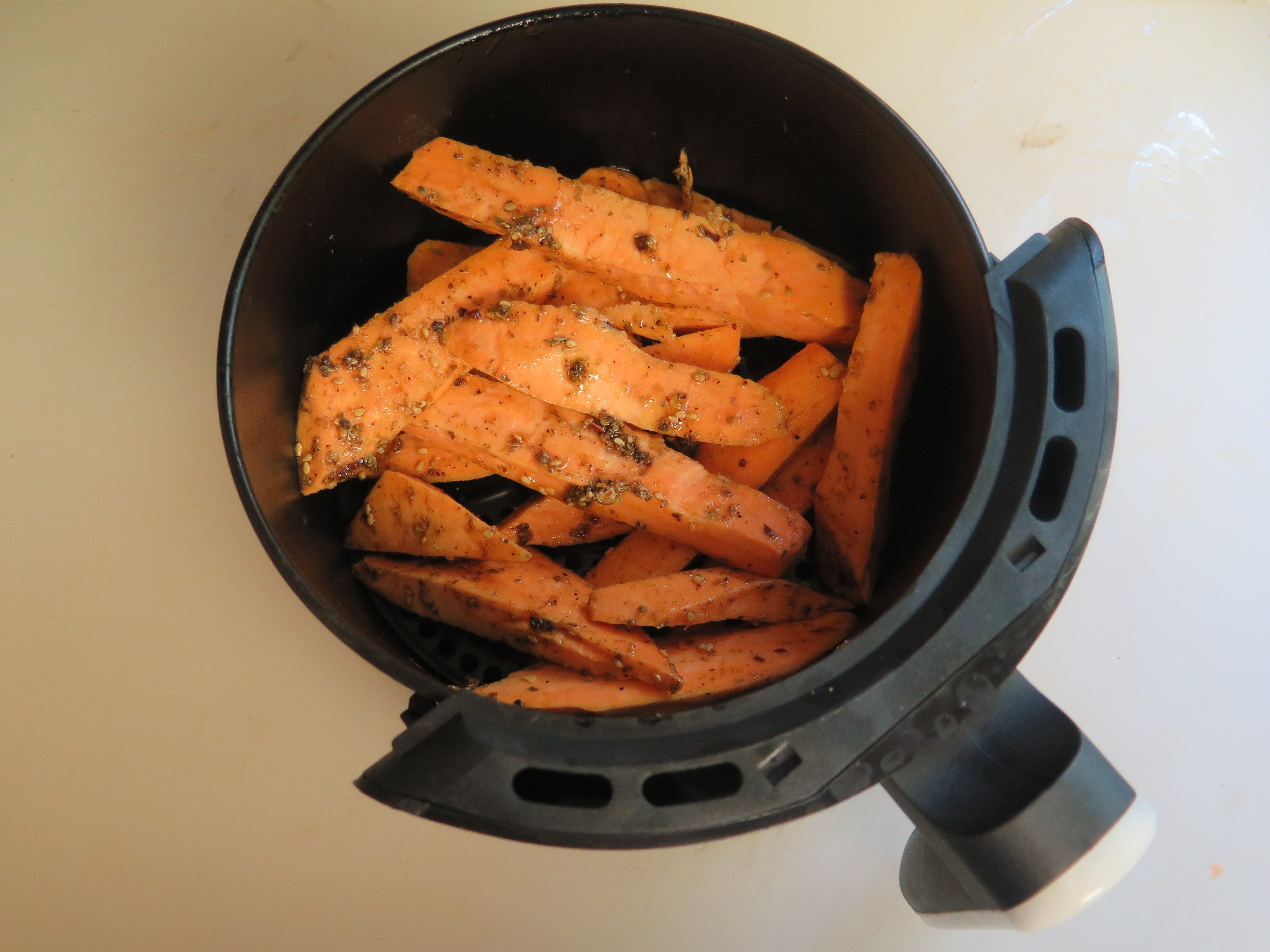 Za’atar Roasted Sweet Potato Fries in the Air Fryer beyondgumbo