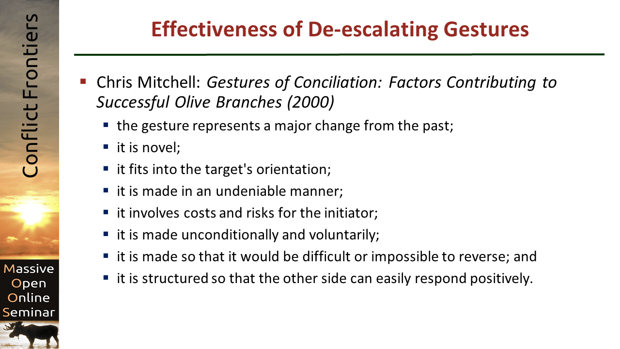 Promoting DeEscalation Part 1 Conciliatory Gestures Beyond
