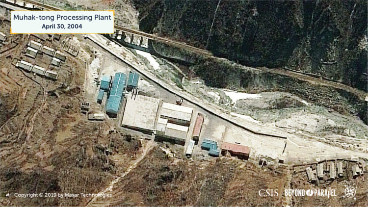 The unidentified processing facility 700 meters west of the Muhak-tong ore processing and loading facilities, April 30, 2004. (Copyright 2019 by Maxar Technologies)