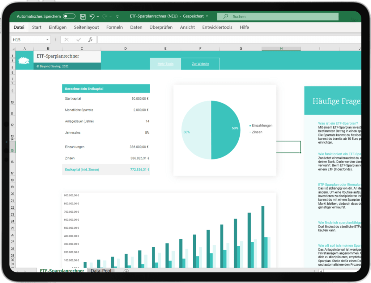 ETFSparplan Rechner Sparpläne einfach berechnen (Excel)