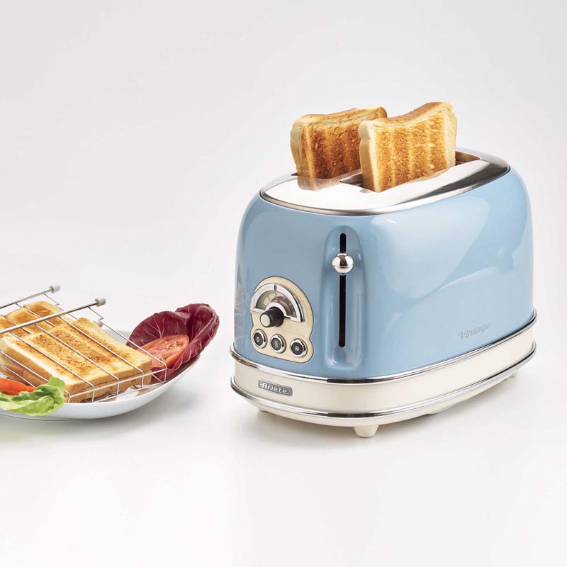 Ariete 155 Vintage Toaster 2 Slices without Clamps 815W Blue Beytech