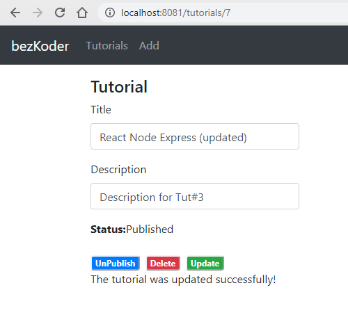 React + Node.js + Express + MySQL example Build a CRUD App BezKoder