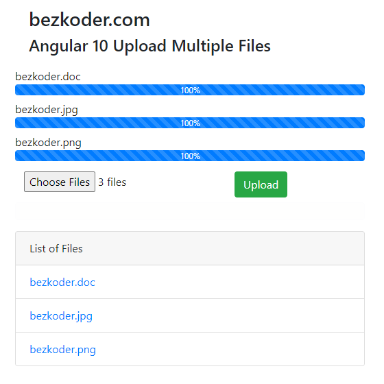Angular 10 Multiple Files upload example BezKoder