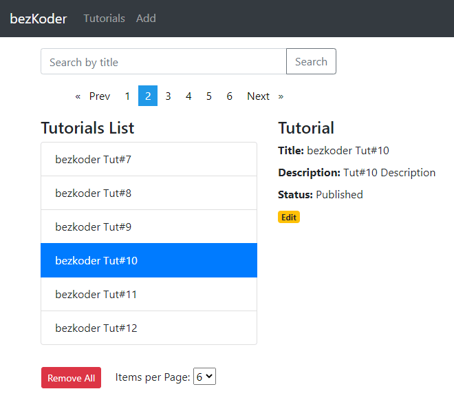 Angular 10 Pagination example ngxpagination BezKoder