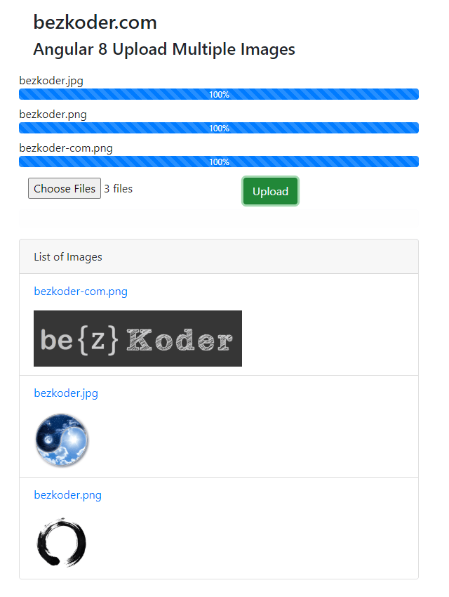 Angular 8 Multiple Files upload example BezKoder