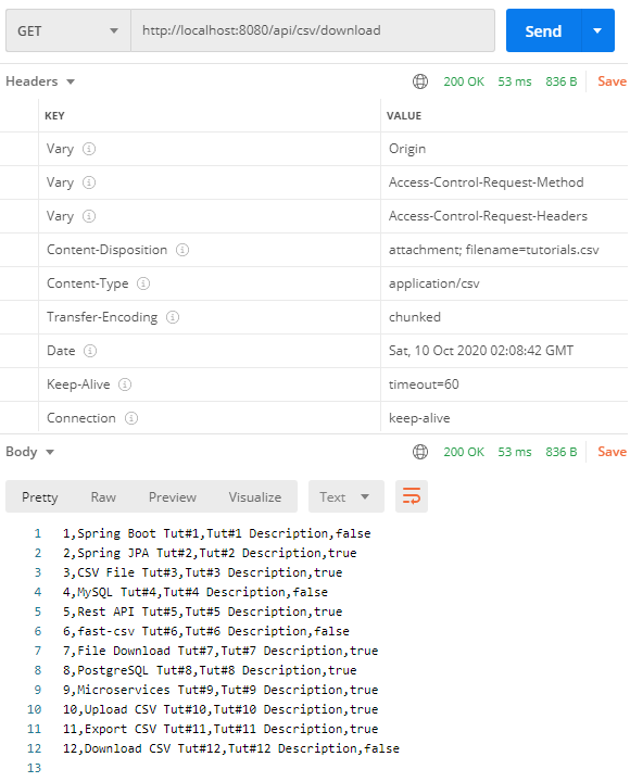 Spring Boot Download CSV file from Database example BezKoder