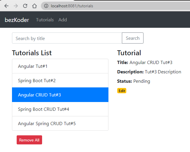 Angular 8 + Spring Boot + PostgreSQL example a CRUD App BezKoder
