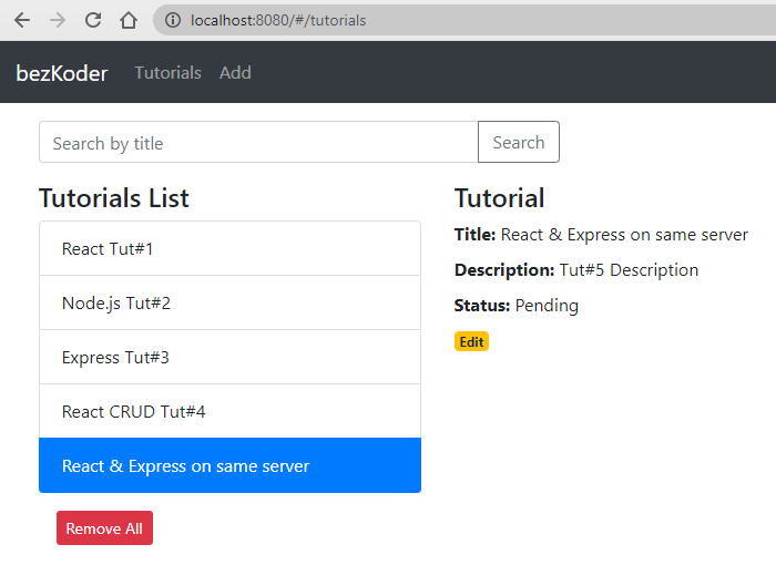 Integrate React with Node.js Express on same Server/Port BezKoder