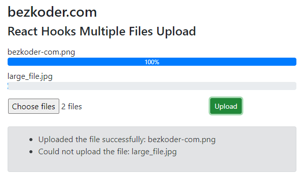 React Hooks Multiple File upload example with Axios & Progress Bar