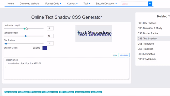 Online Text Shadow CSS Generator bfotool