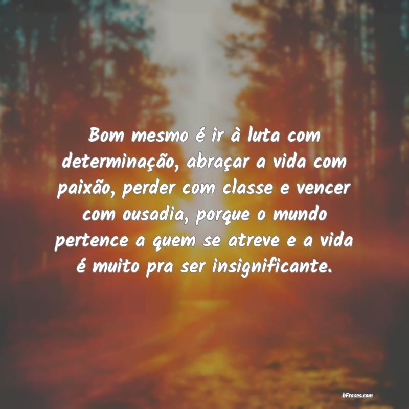 Bom mesmo é ir à luta com determinaç