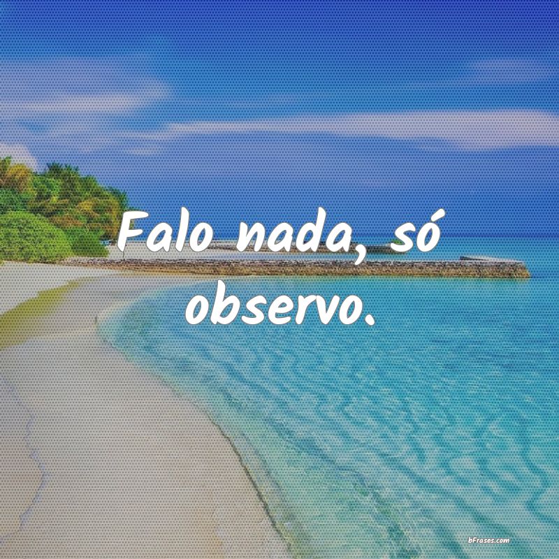 Falo nada, só observo.