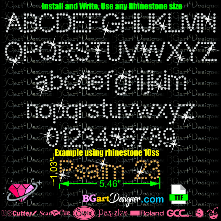 → Rhinestone font template bgartbasic2 Best rhinestone fonts