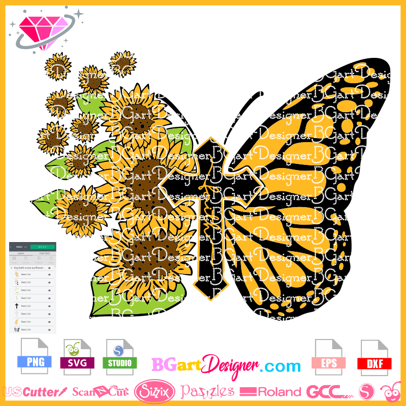 Free Sunflower Butterfly Svg SVG PNG EPS DXF File Free SVG Cut Files