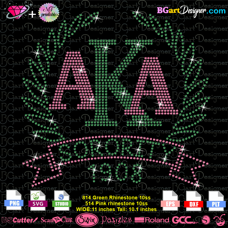 lllᐅ AKA sorority frame rhinestone bling silhouette cricut