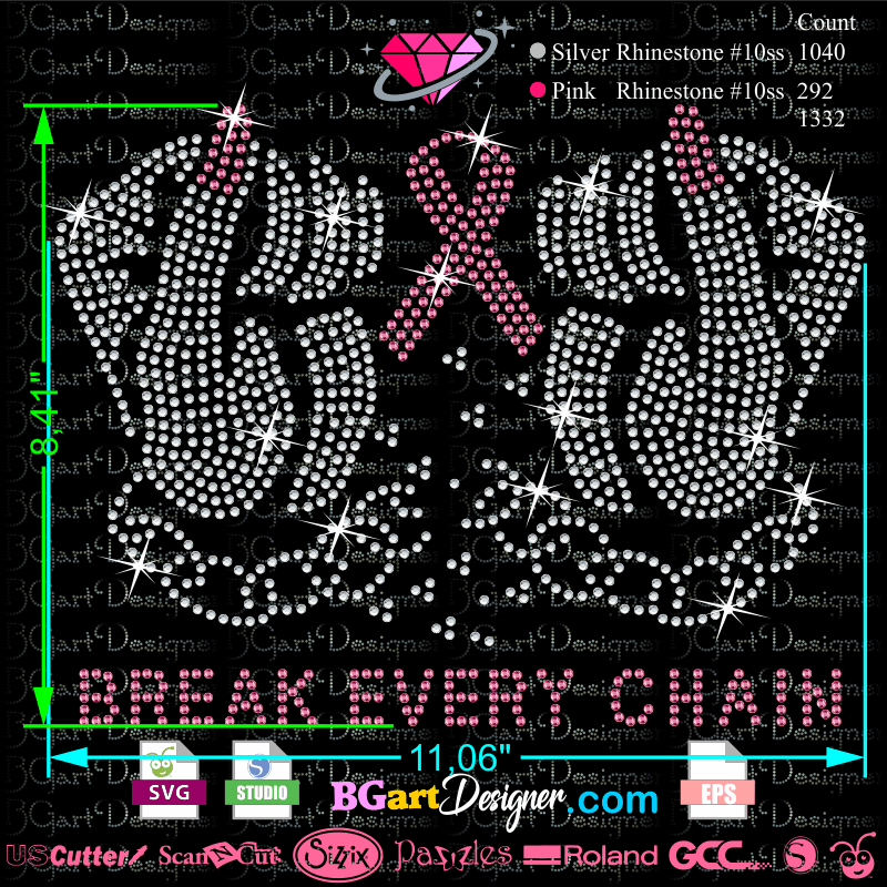 lllᐅBreak Every Chain Rhinestone bgartdesigner svg file cricut