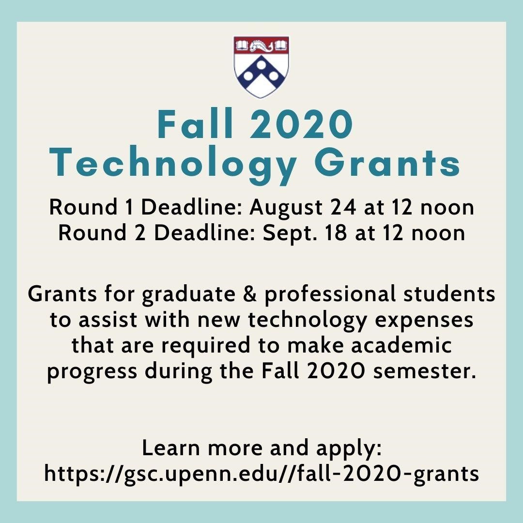 Fall 2020 Technology Grants for Graduate & Professional Students