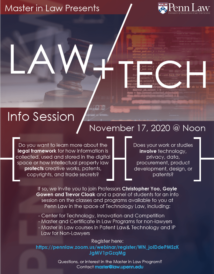 Law & Technology Virtual Info Session November 17, 2020