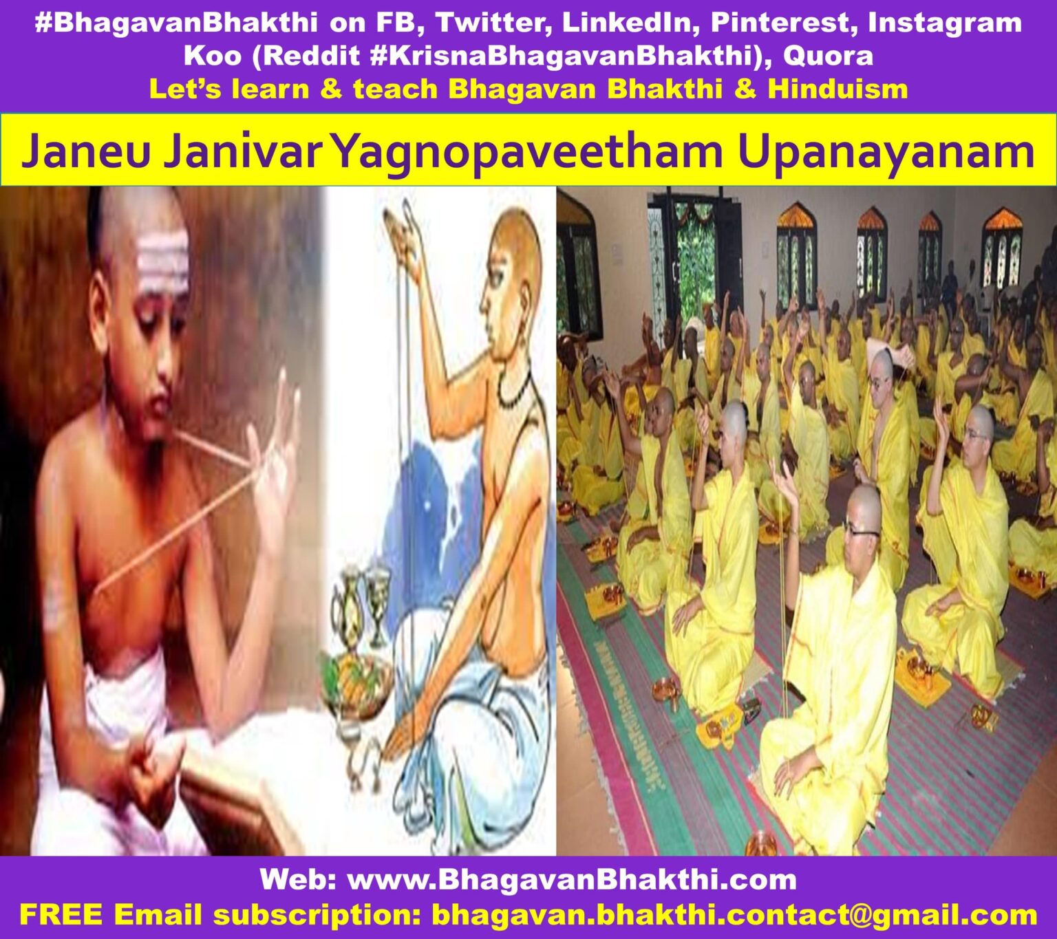 Janeu (Yagnopaveetham, Upanayana, Janivara) sacred thread information