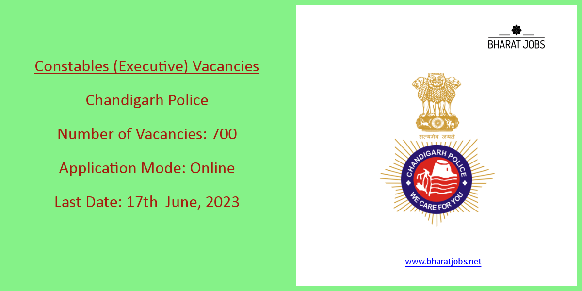Chandigarh Police, Constables (Executive) Vacancies, 2023 कांस्टेबल