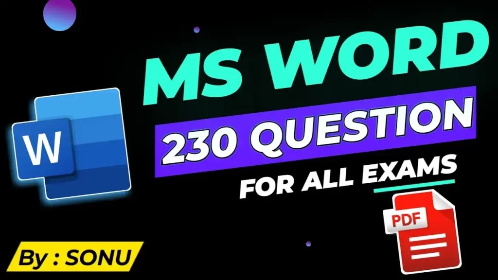 MS Word MCQ Questions and Answers PDF [230 MCQs]