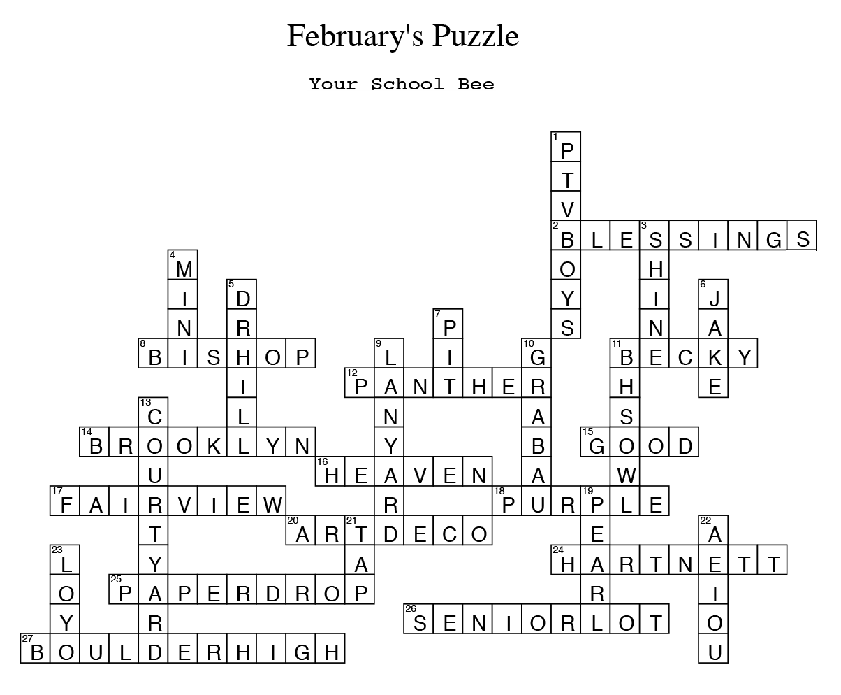 February Crossword Puzzle The Owl