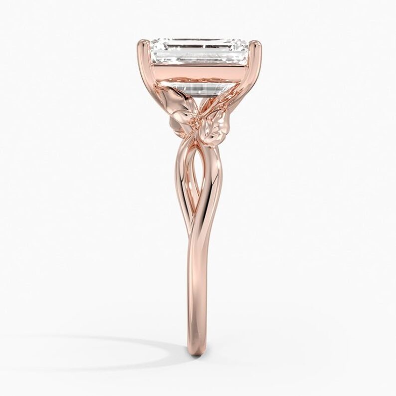 Split Shank 3 CT Emerald Cut Lab Grown Diamond Engagement Ring Solitaire Anniversary Ring - Image 7