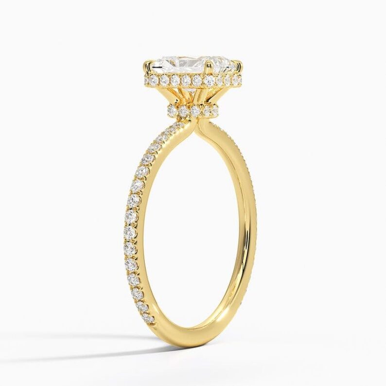 Hidden Halo 1 CT Radiant Cut Lab Grown Diamond Ring Solitaire Engagement Ring - Image 5