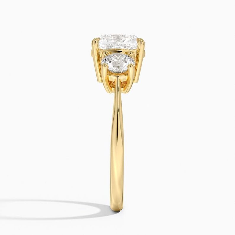 Solitaire 2 CT Cushion Cut Lab Grown Diamond Three Stone Engagement Ring Anniversary Ring - Image 3