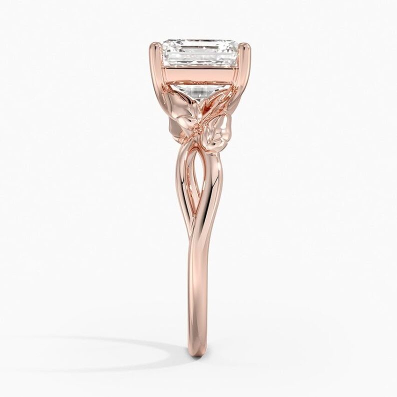Split Shank 3 CT Asscher Cut Lab Grown Diamond Engagement Ring Solitaire Anniversary Ring - Image 5
