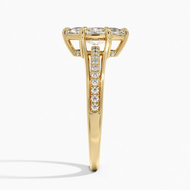 Pave 1 CT Marquise Cut Lab Grown Diamond Engagement Ring Solitaire Anniversary Ring - Image 3