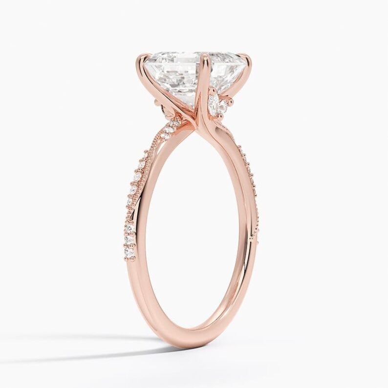2 CT Asscher Cut Lab Grown Diamond Engagement Ring Solitaire Anniversary Ring - Image 3