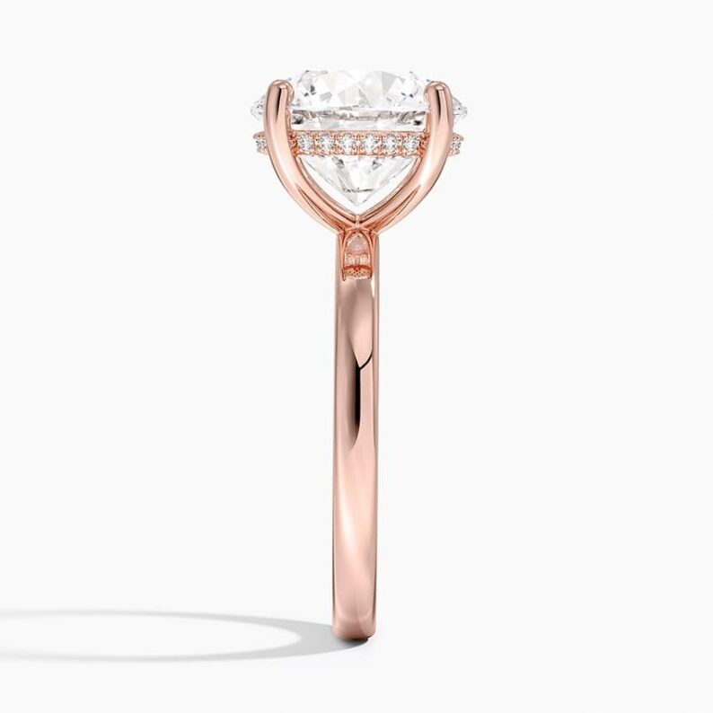 Solitaire 5 CT Round Cut Lab Grown Diamond Engagement Ring Hidden Halo Anniversary Ring - Image 3