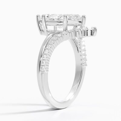 Alternative view of Solitaire 2 CT Marquise Cut Lab Grown Diamond Curved Engagement Ring  Anniversary Ring