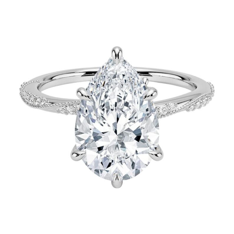 Solitaire 4 CT Pear Cut Lab Grown Diamond Engagement Ring Anniversary Ring - Image 4