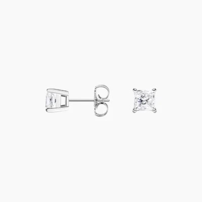 Alternative view of Solitaire 0.50 TCW Princess Cut Lab Grown Diamond Earring 4-Prong Stud Diamond Earring